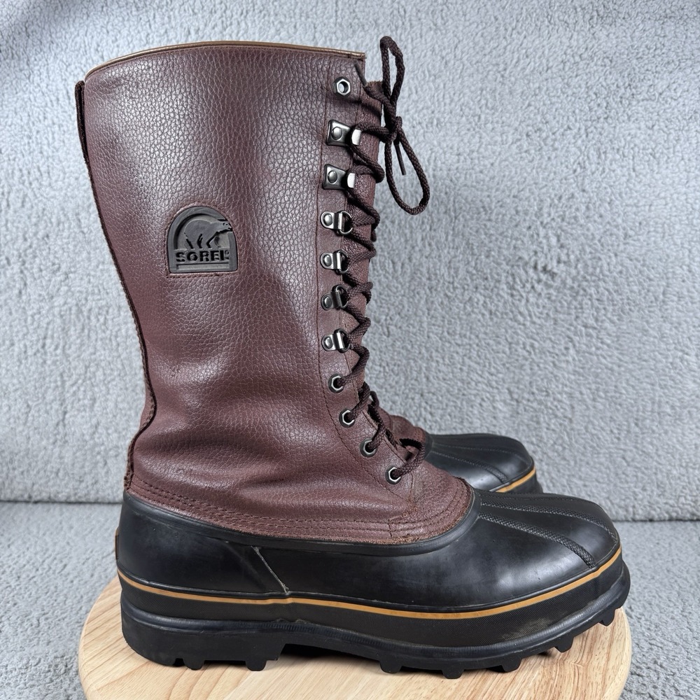 Sorel Maverick Mens 13 Brown Waterproof Snow Boots Leather Tall Duck NM1080-200